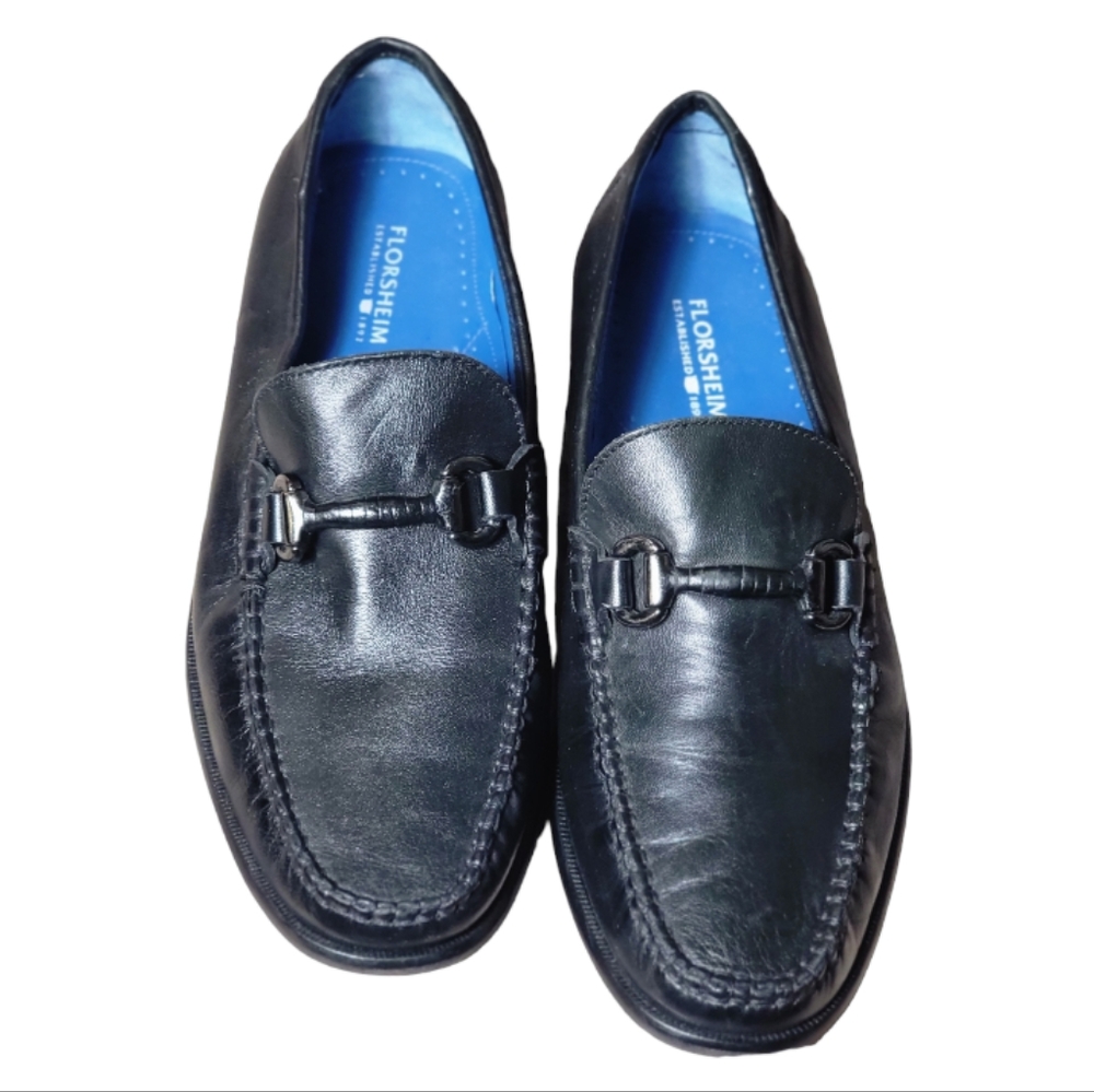 Florsheim men’s felix black leather bit loafers slip on dress shoes size 8